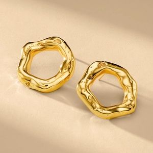 24K Gold Melted Circle Earrings*Waterproof*Sweatproof*Tarnish Resistant